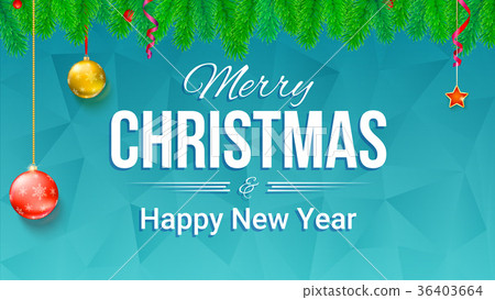 Merry Christmas and New Year banner with fir Merry Christmas and New Year banner with fir 36403664