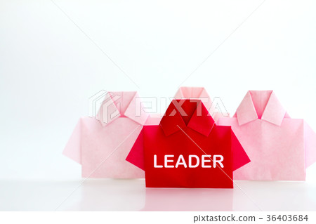 One Red among white origami shirt paper  36403684