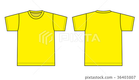 Short sleeve T-shirt pictorial template (yellow) 36403807