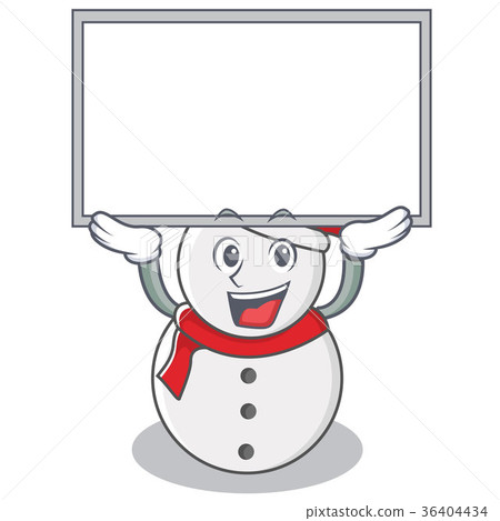 Up board snowman character cartoon style Up board snowman character cartoon style 36404434