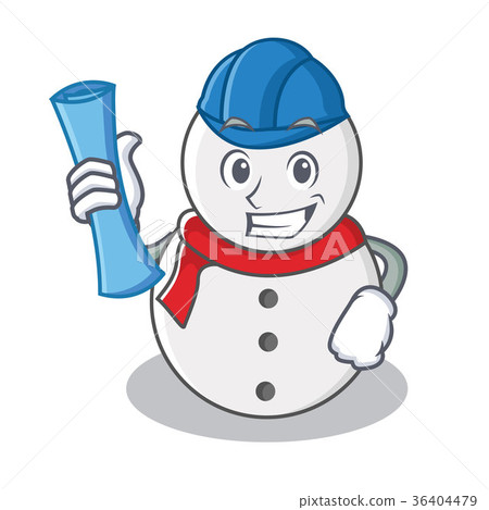 Architect snowman character cartoon style 36404479