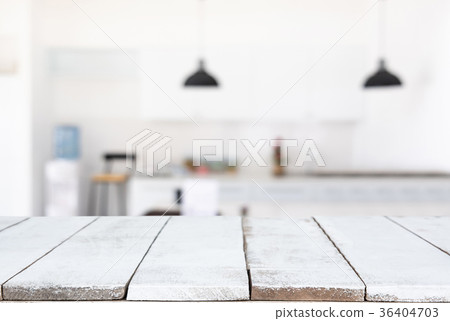 Empty wooden table and blurred background of abstract in front o 36404703