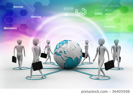 3d businessman persons with Globe Earth 36405098