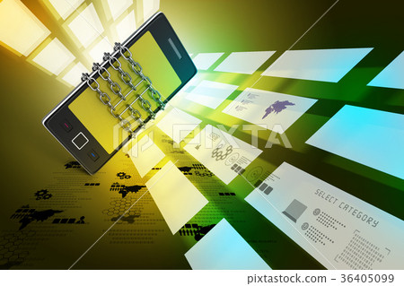 Smart phone with chain, safety concept Smart phone with chain, safety concept 36405099