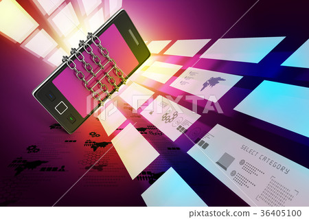 Smart phone with chain, safety concept Smart phone with chain, safety concept 36405100