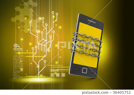 Smart phone with chain, safety concept Smart phone with chain, safety concept 36405752