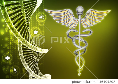 Dna and caduceus sign 36405802