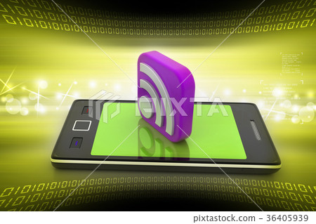 Smart phone with rss sign Smart phone with rss sign 36405939