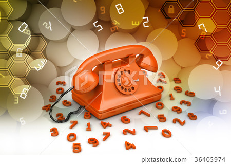 Old fashioned phone lock with key 36405974