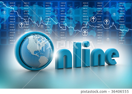 On-line illustration with globe. 36406555