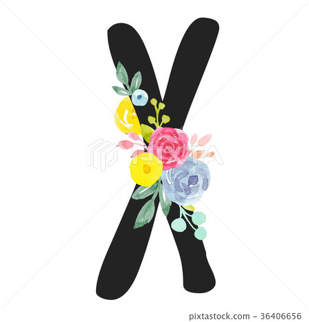 Watercolor roman alphabet capital letter 36406656