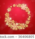 Christmas gold glittering snowflakes background 36406805