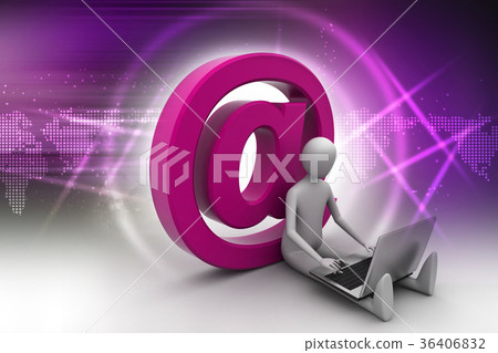 man with laptop sitting on the email icon 36406832