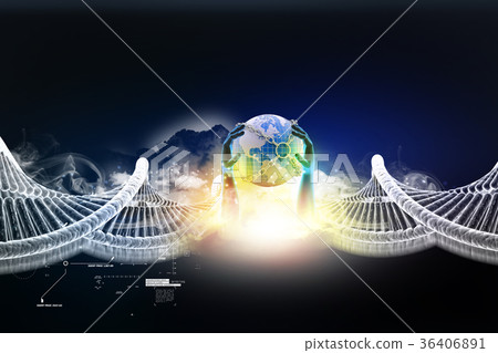 Earth globe close in chain Earth globe close in chain 36406891