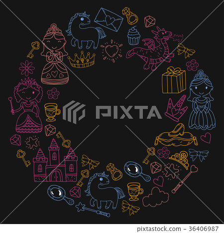 Set of doodle princess and fantasy icon and and Set of doodle princess and fantasy icon and and 36406987