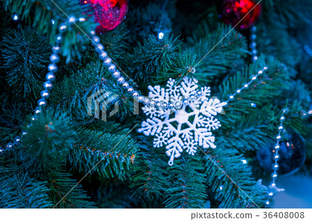 Christmas decorations on the branches of fir tree Christmas decorations on the branches of fir tree 36408008