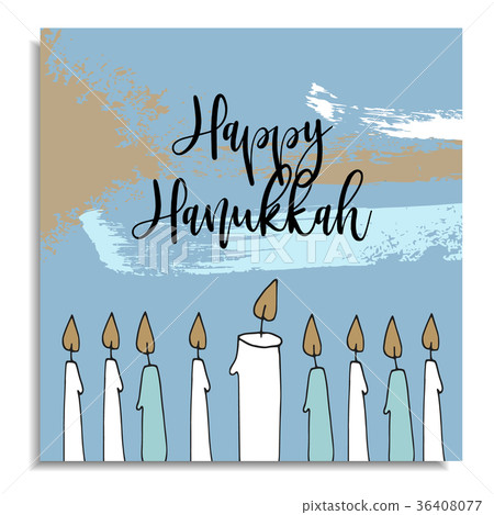 Hanukkah greeting card with hand drawn candles Hanukkah greeting card with hand drawn candles 36408077