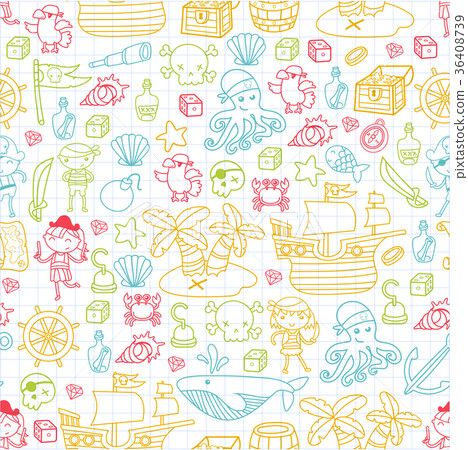 Children playing pirates Boys and girls Children playing pirates Boys and girls 36408739