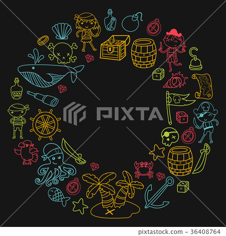 Children playing pirates Boys and girls Children playing pirates Boys and girls 36408764