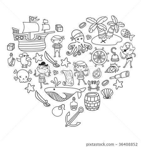 Children playing pirates Boys and girls 36408852