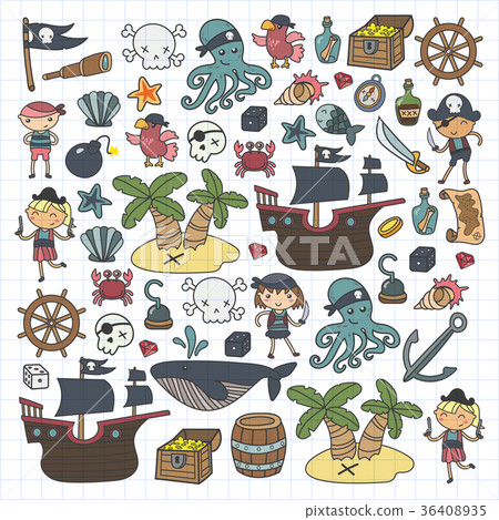 Children playing pirates Boys and girls 36408935