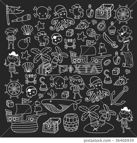 Children playing pirates Boys and girls 36408939