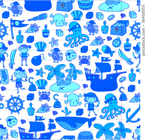 Children playing pirates Boys and girls Children playing pirates Boys and girls 36408955