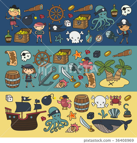 Children playing pirates Boys and girls 36408969