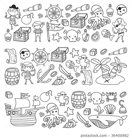 Children playing pirates Boys and girls 36408982