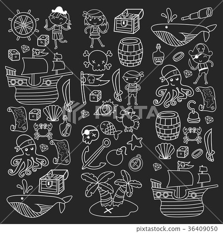 Children playing pirates Boys and girls 36409050