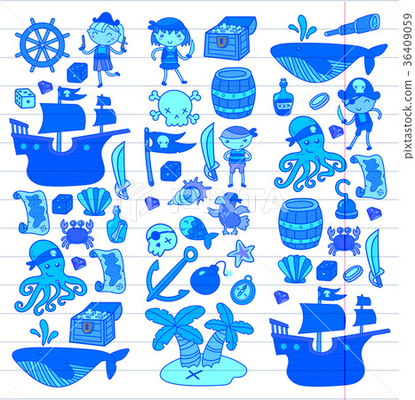 Children playing pirates Boys and girls 36409059