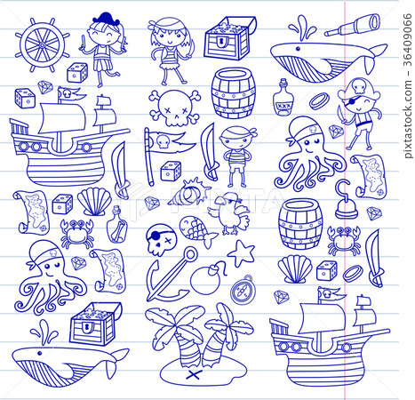 Children playing pirates Boys and girls 36409066