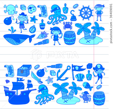 Children playing pirates Boys and girls 36409091