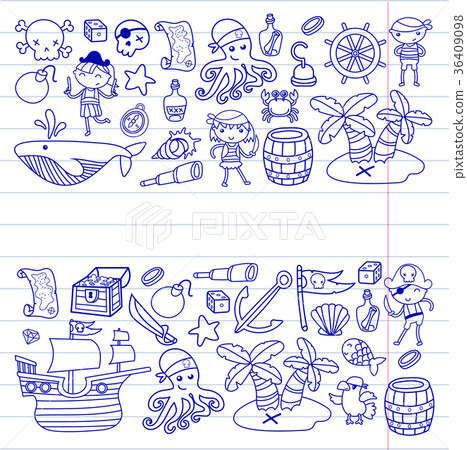 Children playing pirates Boys and girls 36409098