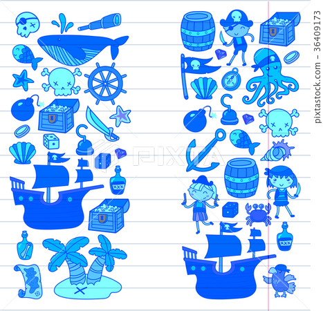 Children playing pirates Boys and girls 36409173