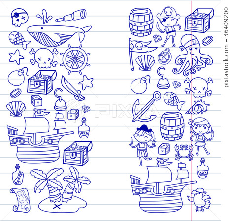 Children playing pirates Boys and girls 36409200