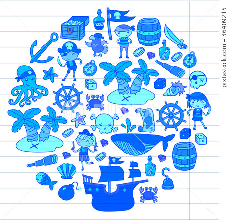 Children playing pirates Boys and girls Children playing pirates Boys and girls 36409215