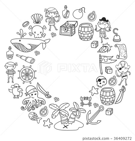 Children playing pirates Boys and girls 36409272