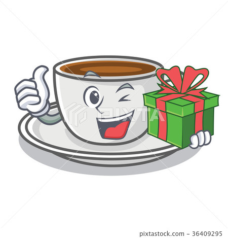 With gift coffee character cartoon style 36409295