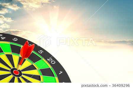 Red dart arrow hit target point center 36409296