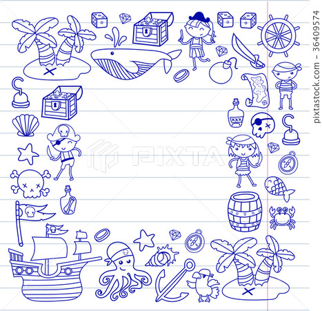 Children playing pirates Boys and girls Children playing pirates Boys and girls 36409574