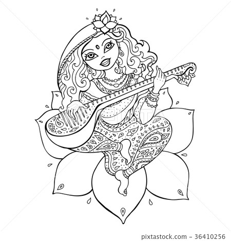 Hindu Goddess Saraswati. Hindu Goddess Saraswati. 36410256
