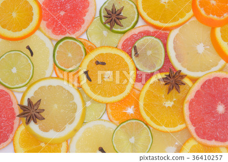 Background with citrus fruit slices Background with citrus fruit slices 36410257