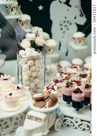 Vertical shot of the part of wedding candy bar 36411017