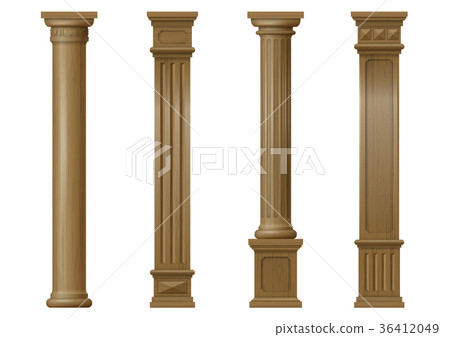 Set of vector classic wood columns 36412049