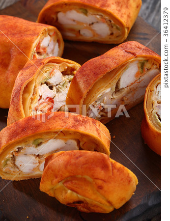 holiday strudel or Stromboli with turkey meat 36412379