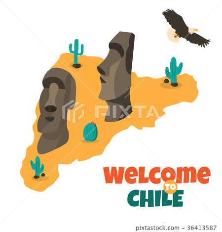 Poster with statues of Easter island Poster with statues of Easter island 36413587