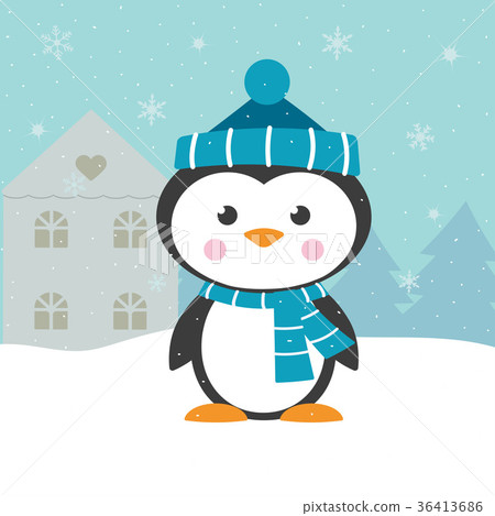 christmas card with penguin christmas card with penguin 36413686