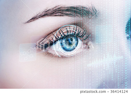 Digital female eye in process of scanning. 36414124