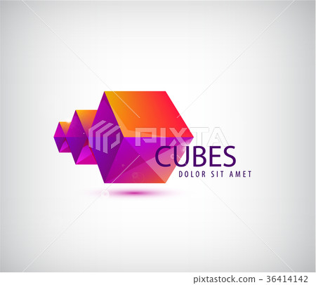 Vector 3d astract geometric logo, origami cubes Vector 3d astract geometric logo, origami cubes 36414142